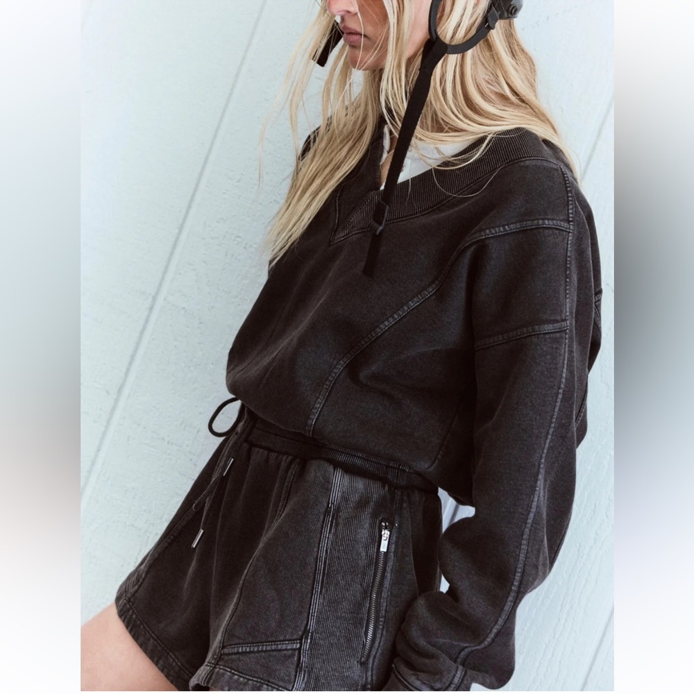 Free People movement intercept long sleeve vneck black romper/ jumpsuit High
